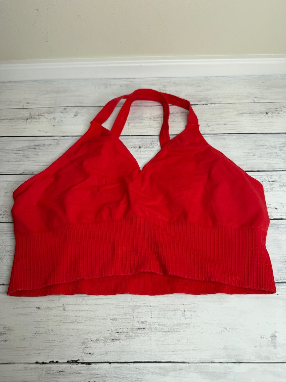 Free People Red Ribbed Underband Bralette